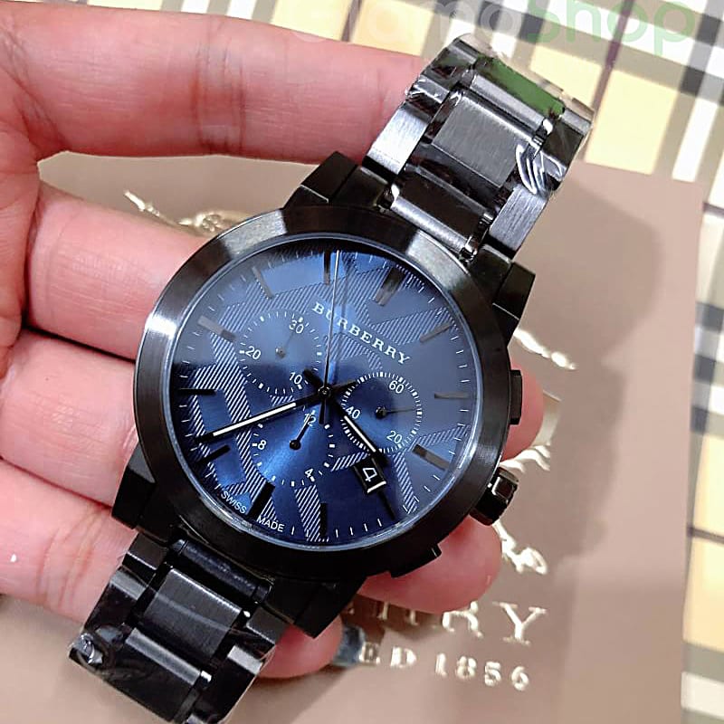 Burberry The City Navy Blue Dial Black Steel Strap Watch for Men - BU9365