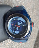 Gucci Sync XXL Quartz Blue Dial Blue Rubber Strap Watch For Men - YA137104