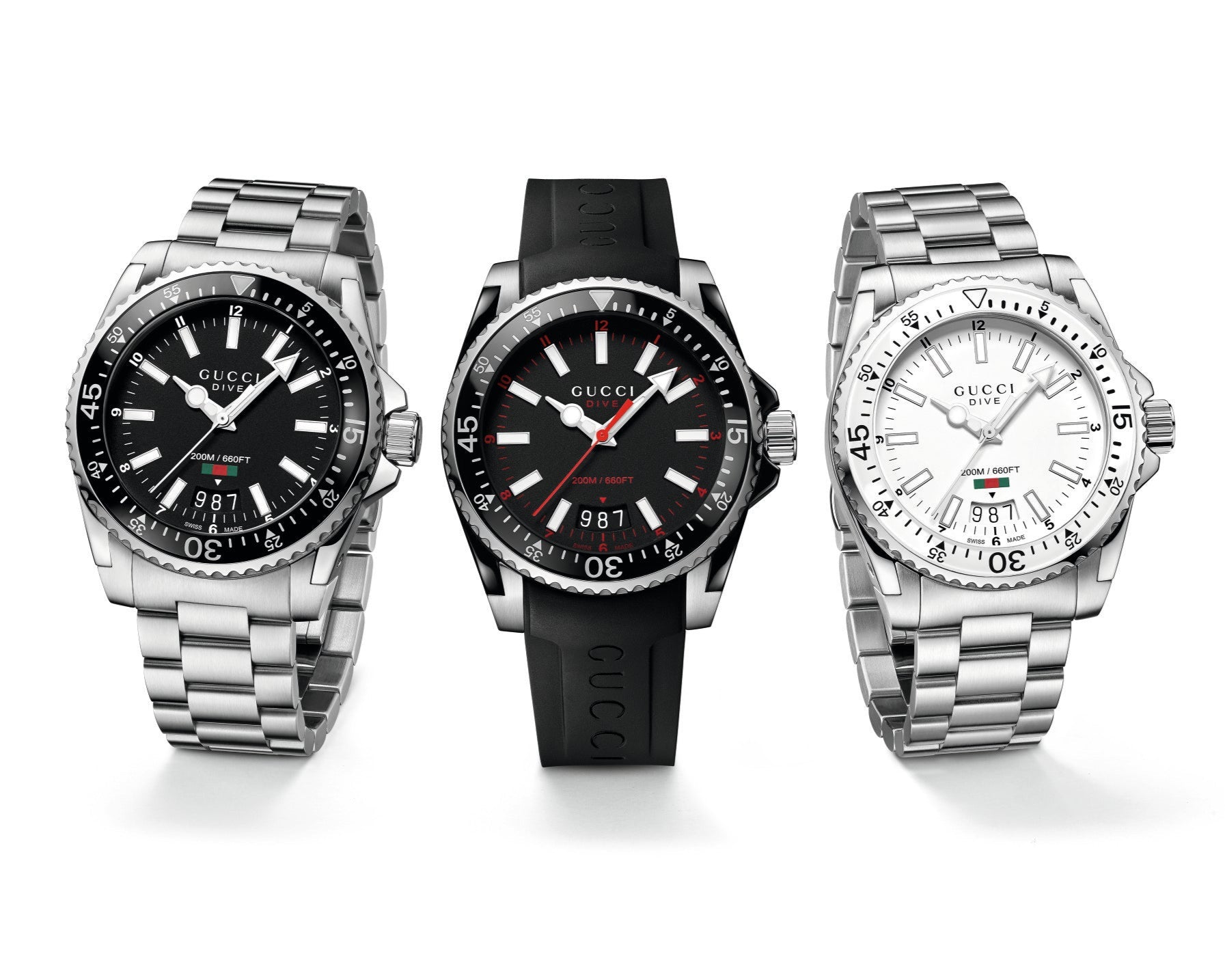 Gucci Dive Quartz Black Dial Black Rubber Strap Watch For Men - YA136303