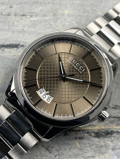 Gucci G Timeless Automatic Brown Dial Silver Steel Strap Watch For Women - YA126431A