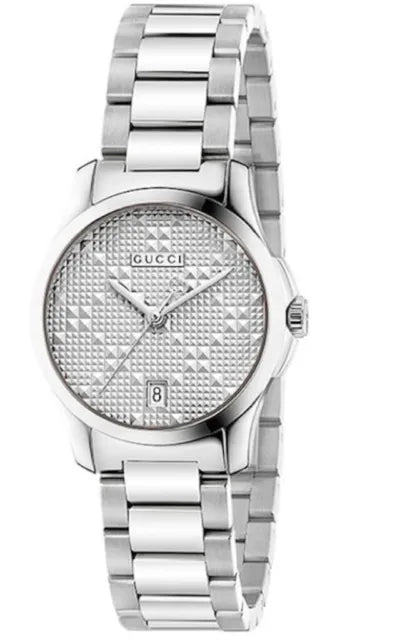 Gucci G Timeless Quartz Silver Dial Silver Steel Strap Watch For Women - YA126551