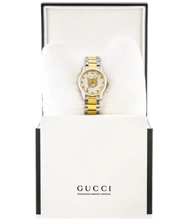 Gucci G Timeless Quartz Silver Dial Two Tone Steel Strap Watch For Women - YA126596