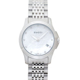 Gucci G Timeless Diamonds Mother of Pearl Dial Silver Steel Strap Watch For Women - YA126504