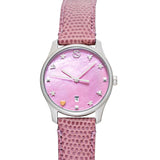 Gucci G-Timeless Pink Mother of Pearl Dial Pink Leather Strap Watch For Women - YA126586