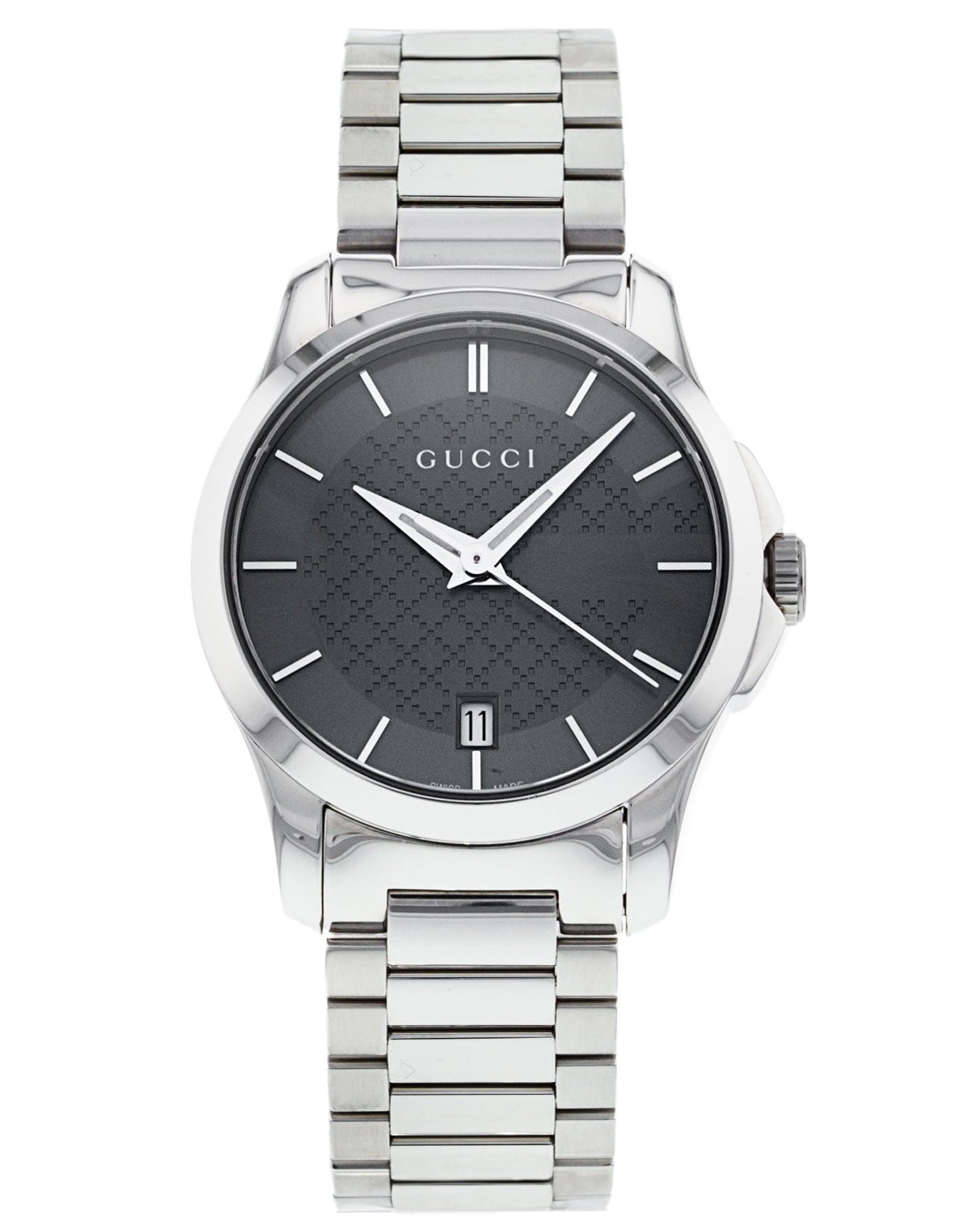 Gucci G Timeless Grey Dial Silver Steel Strap Watch For Women - YA126522