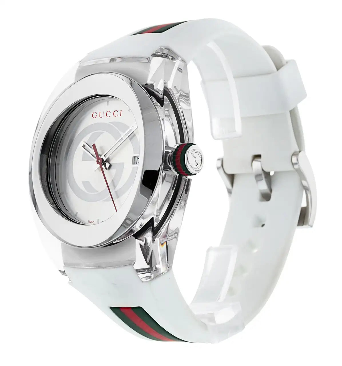 Gucci Sync XXL White Dial White Rubber Strap Watch For Men - YA137102