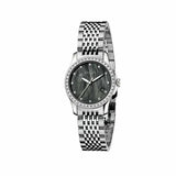 Gucci G Timeless Diamonds Mother of Pearl Black Dial Silver Mesh Bracelet Watch For Women - YA126507