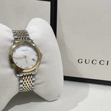 Gucci G Timeless Diamonds Mother of Pearl Dial Two Tone Mesh Bracelet Watch for Women - YA126513