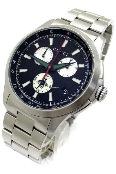 Gucci G-Timeless Chronograph Black Dial Silver Steel Strap Watch For Men - YA126267