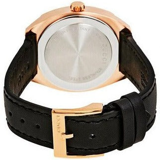 Gucci GG2570 Quartz Black Dial Black Leather Strap Watch For Women - YA142509