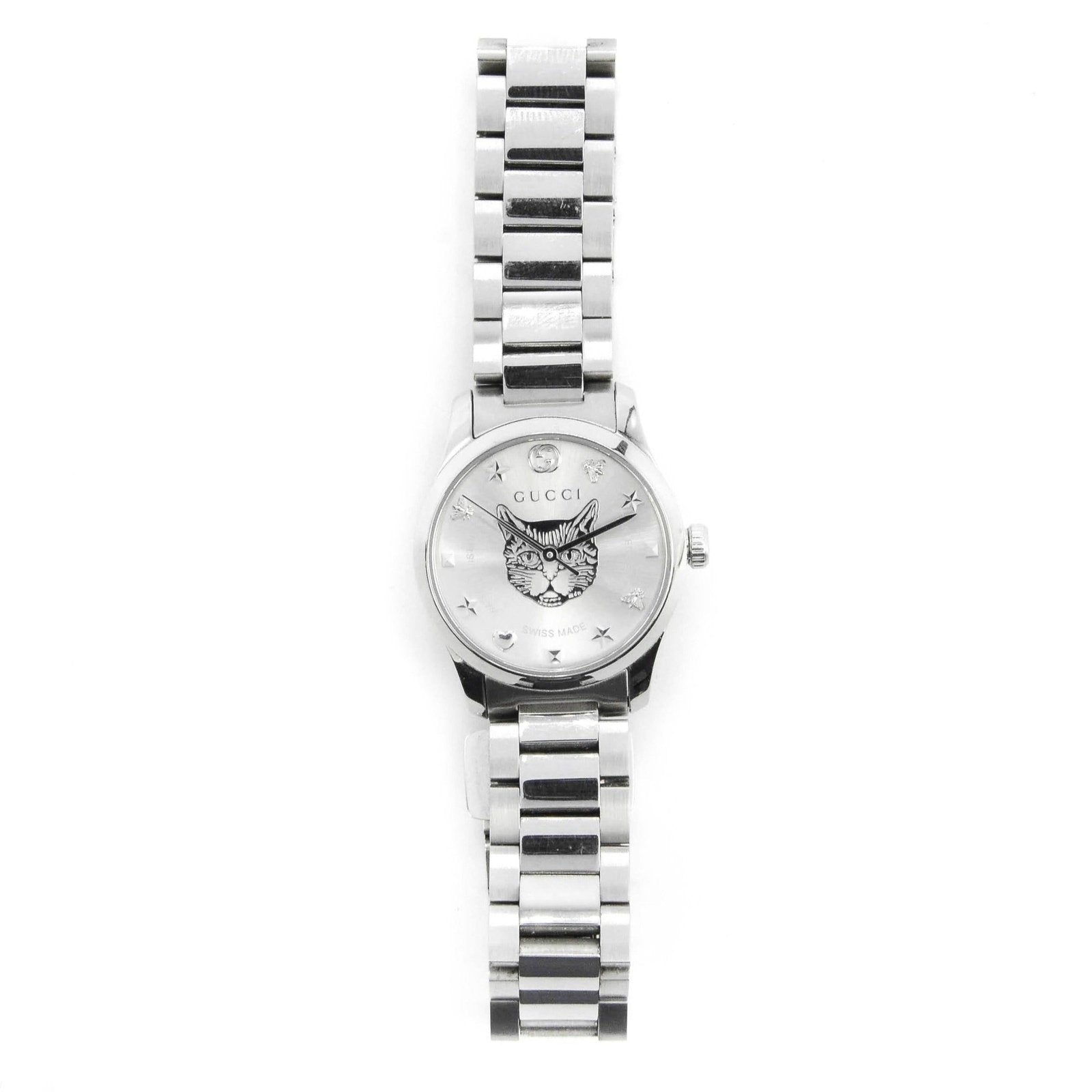 Gucci G Timeless Quartz Silver Dial Silver Steel Strap Watch For Women - YA126595