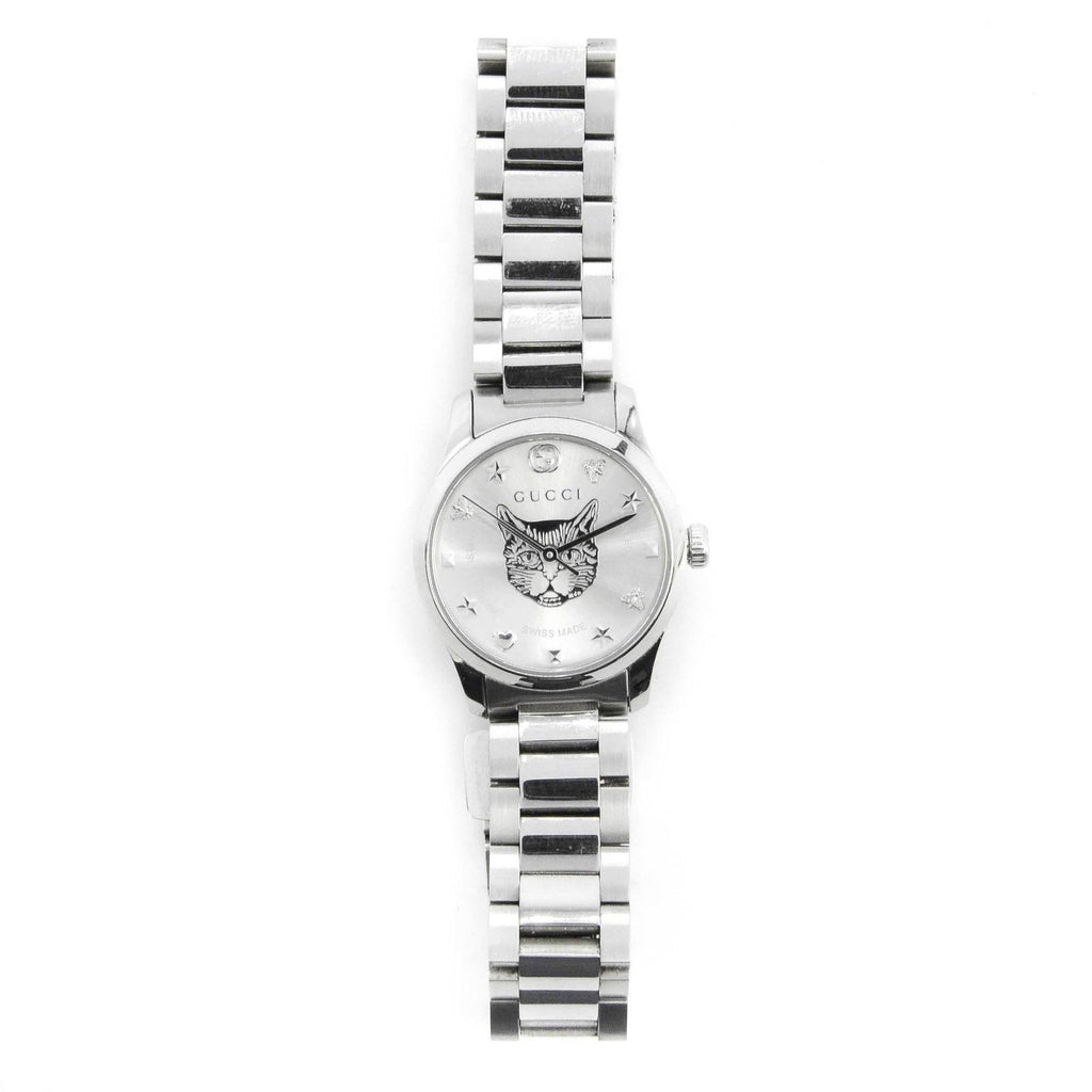Gucci G Timeless Quartz Silver Dial Silver Steel Strap Watch For Women - YA126595