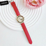 Guess Trend Gold Dial Red Dragoness Strap Watch For Women - GW0646L1