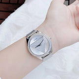 Guess Tri Glitz Quartz Silver Dial Silver Mesh Bracelet Watch For Women - W1142L1