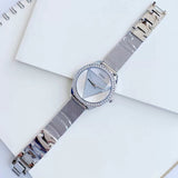 Guess Tri Glitz Quartz Silver Dial Silver Mesh Bracelet Watch For Women - W1142L1