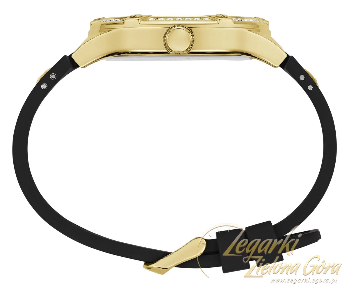 Guess Duke Crystals Black Dial Black Silicone Strap Watch For Men - GW0641G2