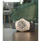 Guess Venus Diamonds Black Dial Black Rubber Strap Watch for Women - GW0118L2