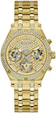 Guess Heiress Multifunction Diamonds Gold Dial Gold Steel Strap Watch for Women - GW0440L2