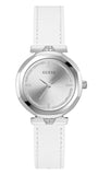 Guess Rumour Silver Dial White Leather Strap Watch For Women - GW0689L1