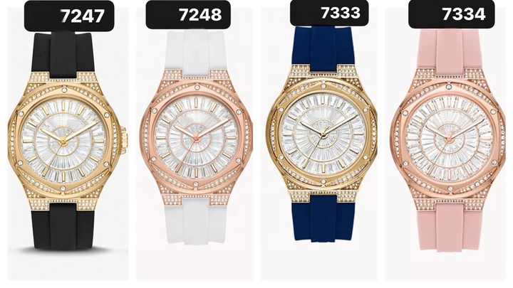 Michael Kors Lennox Three Hand Crystals Silver Dial Black Silicone Strap Watch For Women - MK7247