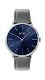 Hugo Boss Horizon Blue Dial Grey Leather Strap Watch for Men - 1513539