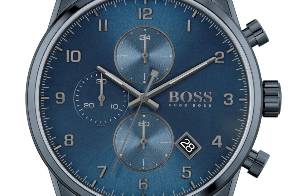 Hugo Boss Skymaster Chronograph Blue Dial Blue Mesh Bracelet Watch for Men - 1513836