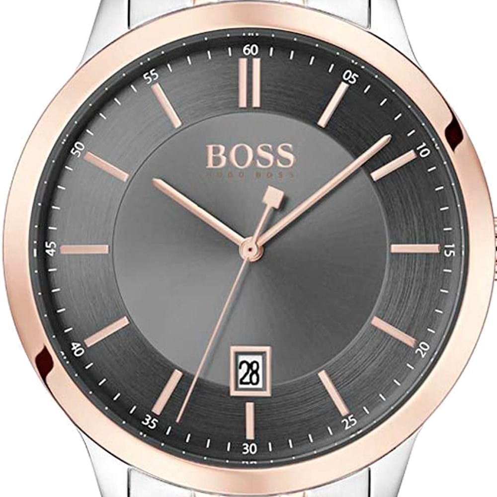 Hugo Boss Classic Grey Dial Two Tone Steel Strap Watch for Men - 1513688