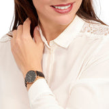 Daniel Wellington Petite Sheffield Black Dial Black Leather Strap Watch For Women - DW00100168