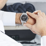 Hugo Boss Pioneer Black Dial Silver Steel Strap Watch for Men - 1513712