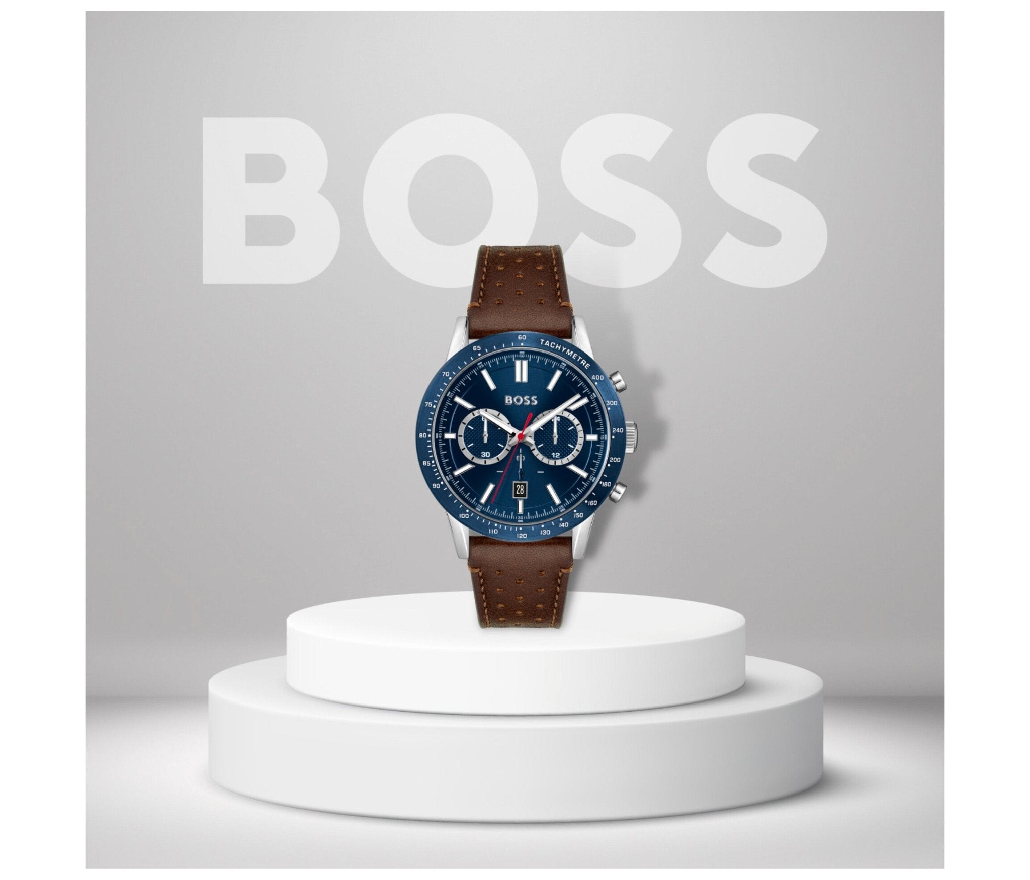 Hugo Boss Allure Blue Dial Brown Leather Strap Watch for Men - 1513921