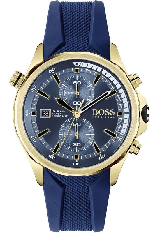 Hugo Boss Globetrotter Blue Dial Blue Silicone Strap Watch for Men - 1513822