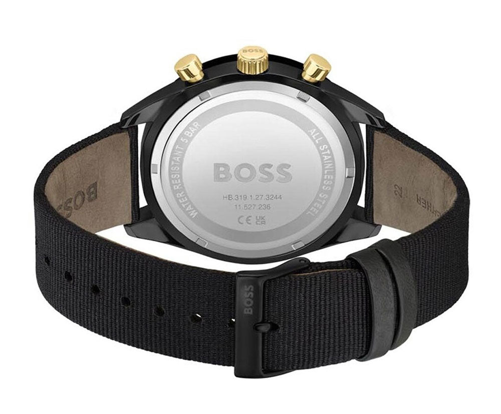 Hugo Boss Santiago Black Dial Black Nylon Strap Watch for Men - 1513935