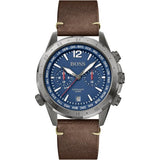 Hugo Boss Nomad Blue Dial Brown Leather Strap Watch for Men - 1513773