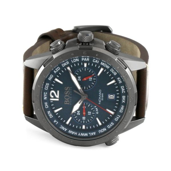 Hugo Boss Nomad Blue Dial Brown Leather Strap Watch for Men - 1513773