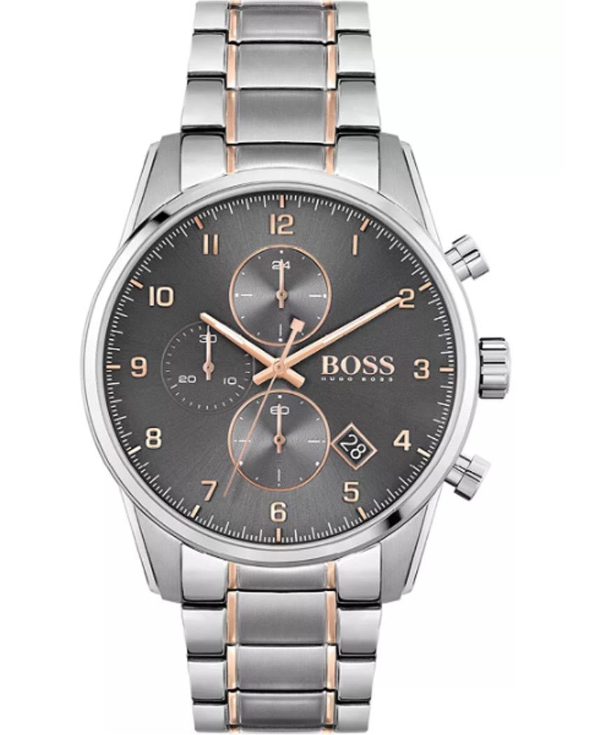 Hugo Boss Skymaster Grey Dial Two Tone Steel Strap Watch for Men - 1513789