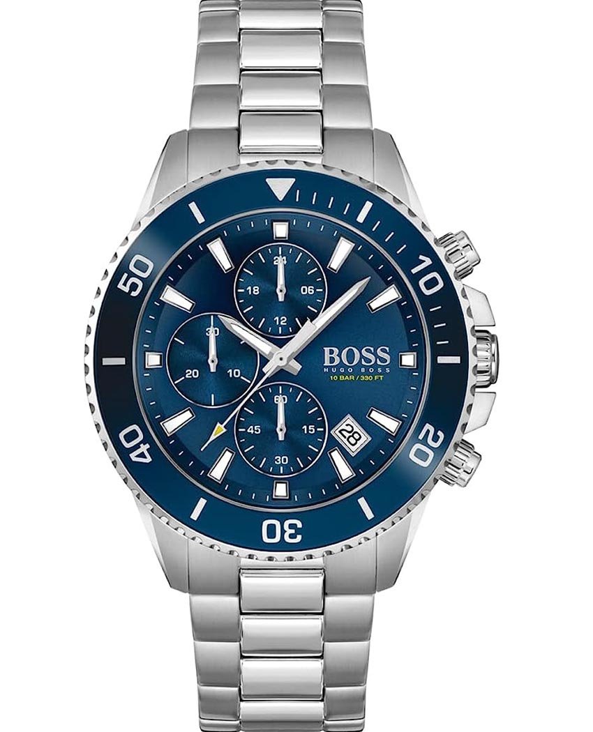Hugo Boss Admiral Blue Dial Silver Steel Strap Watch for Men - 1513907