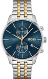 Hugo Boss Associate Blue Dial Two Tone Steel Strap Watch for Men - 1513976