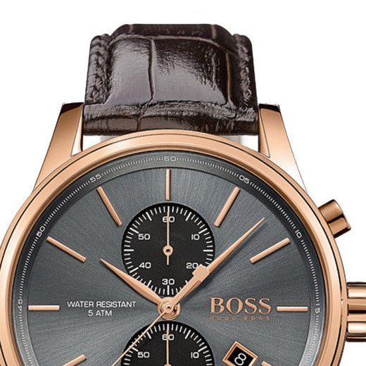 Hugo Boss Jet Grey Dial Brown Leather Strap Watch for Men - 1513281