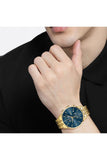 Hugo Boss Associate Blue Dial Gold Steel Strap Watch for Men - 1513841