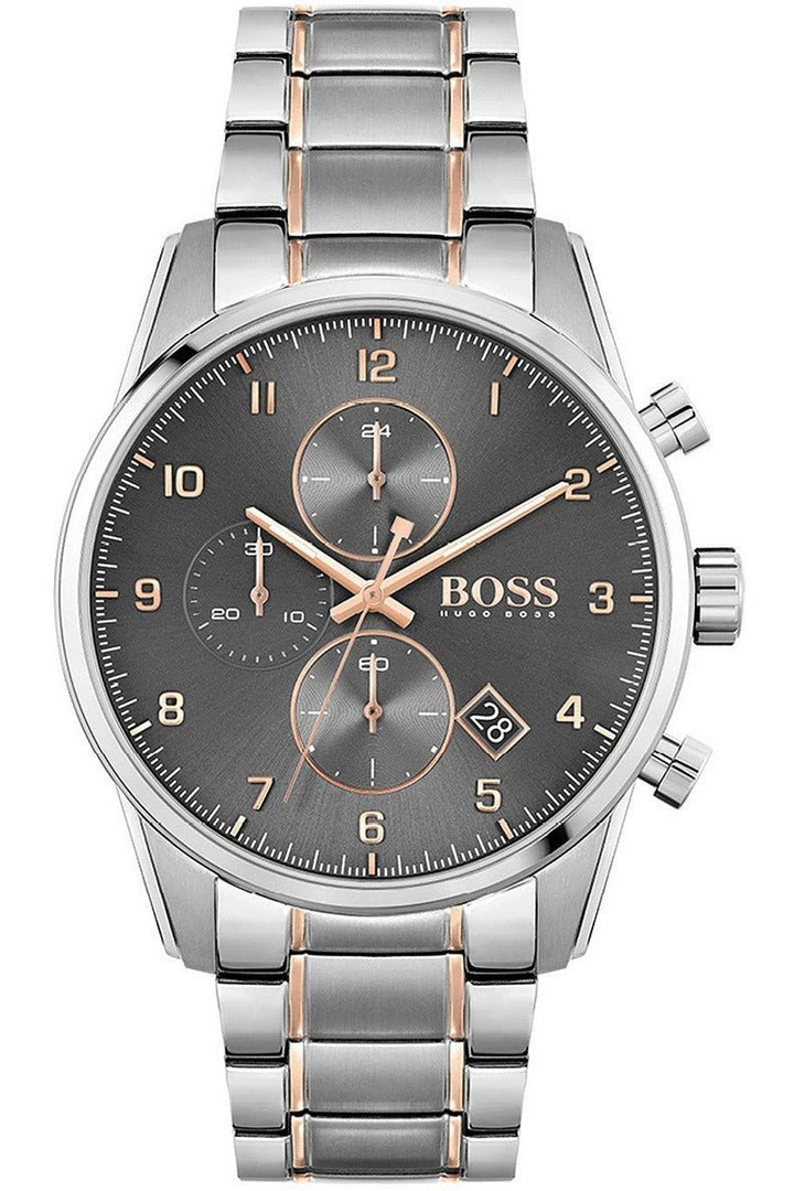 Hugo Boss Skymaster Grey Dial Two Tone Steel Strap Watch for Men - 1513789