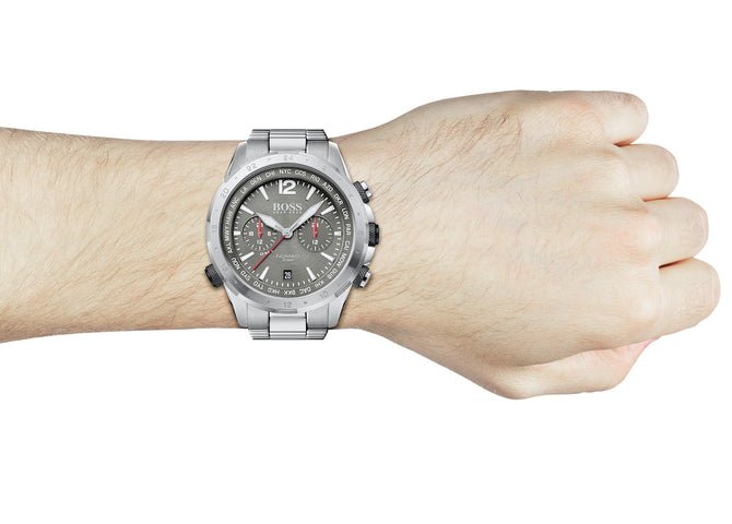 Hugo Boss Nomad Grey Dial Silver Steel Strap Watch for Men - 1513774