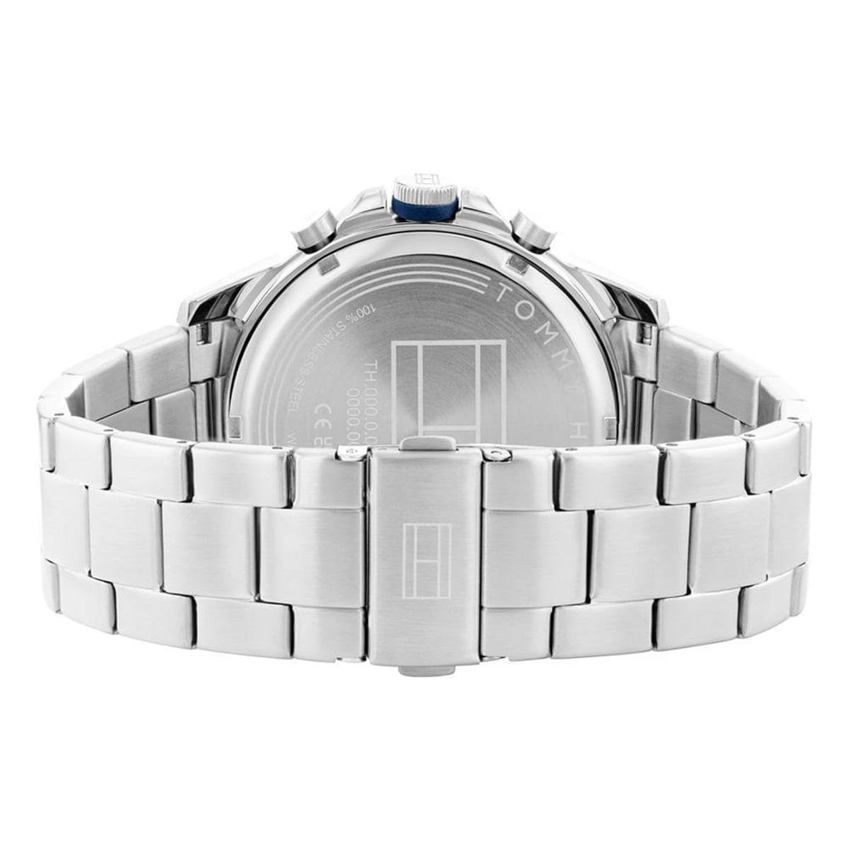 Tommy Hilfiger Blaze Chronograph Blue Dial Silver Steel Strap Watch for Men - 1792031