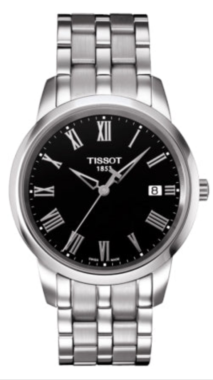 Tissot T Classic Dream Black Dial Silver Steel Strap Watch for Men - T033.410.11.053.01