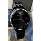 Emporio Armani Ceramica Crystals Black Dial Black Ceramic Strap Watch For Women - AR1478