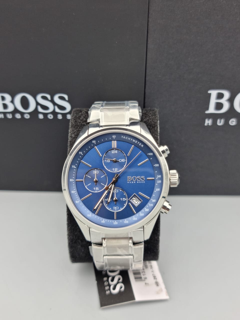 Hugo Boss Grand Prix Blue Dial Silver Steel Strap Watch for Men - 1513478