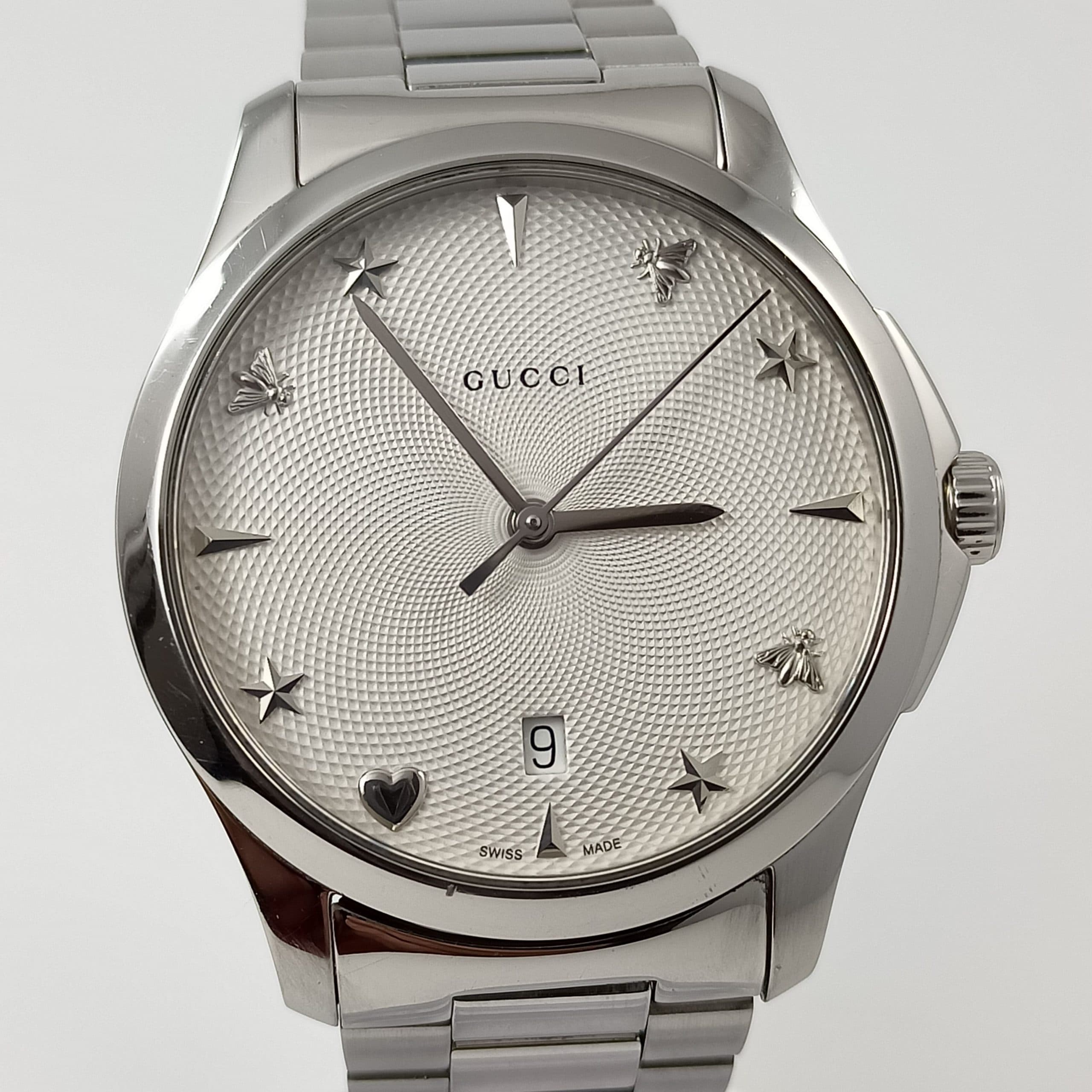 Gucci G Timeless Silver Dial Silver Steel Strap Watch For Women - YA1264028