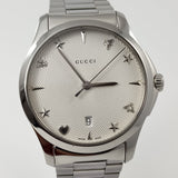 Gucci G Timeless Silver Dial Silver Steel Strap Watch For Women - YA1264028