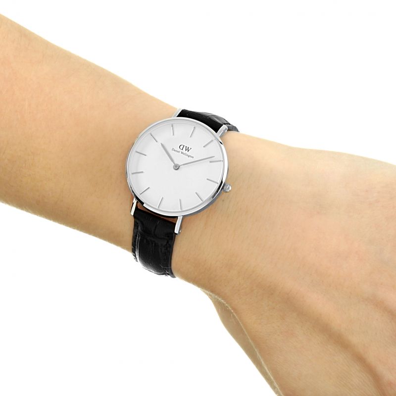 Daniel Wellington Classic Petite Reading White Dial Black Leather Strap Watch For Women - DW00100185