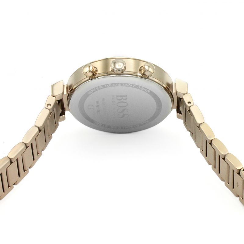 Hugo Boss Flawless Quartz White Dial Gold Steel Strap Watch for Women -1502531