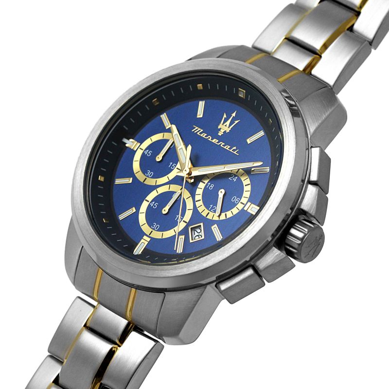 Maserati Successo Chronograph Quartz Blue Dial Silver Steel Strap Watch For Men - R8873621016